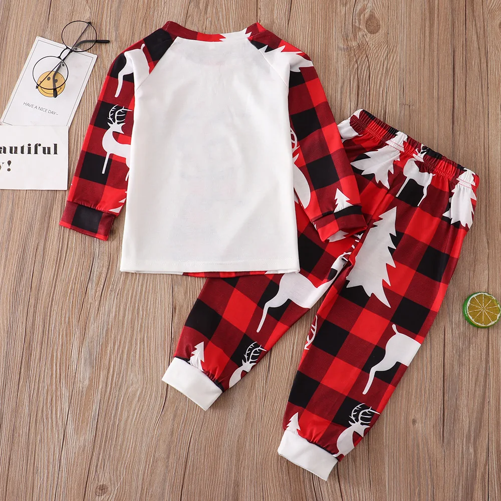 Ebay Amazon new family set Christmas European and American home wear printed baby antler pajama set available
