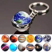 miniatures planet keychain globe ball pendant glass jewlery double side nebula pluto saturn earth rainbow key rings glass crafts