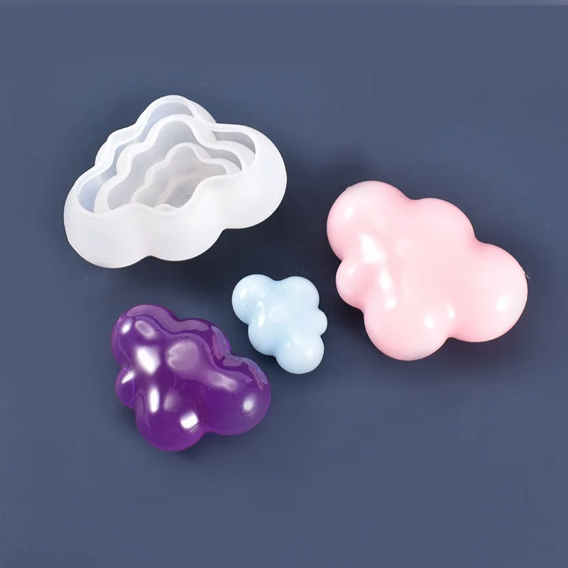 3pcs 3D Cloud Shape Silicone Candle Mold Mousse Fondant Ice Cube Pudding Candy Soap Chocolate Molds Baking Cake Decoration Tool