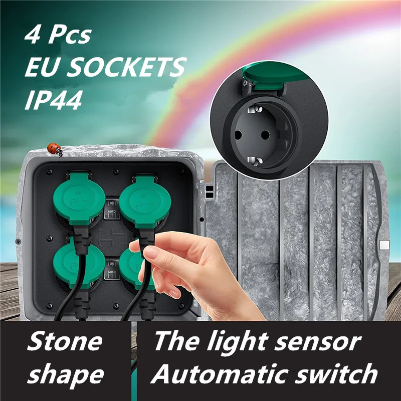 Уличная розетка с 4 отверстиями ЕС водонепроницаемые автоматическое выключение
