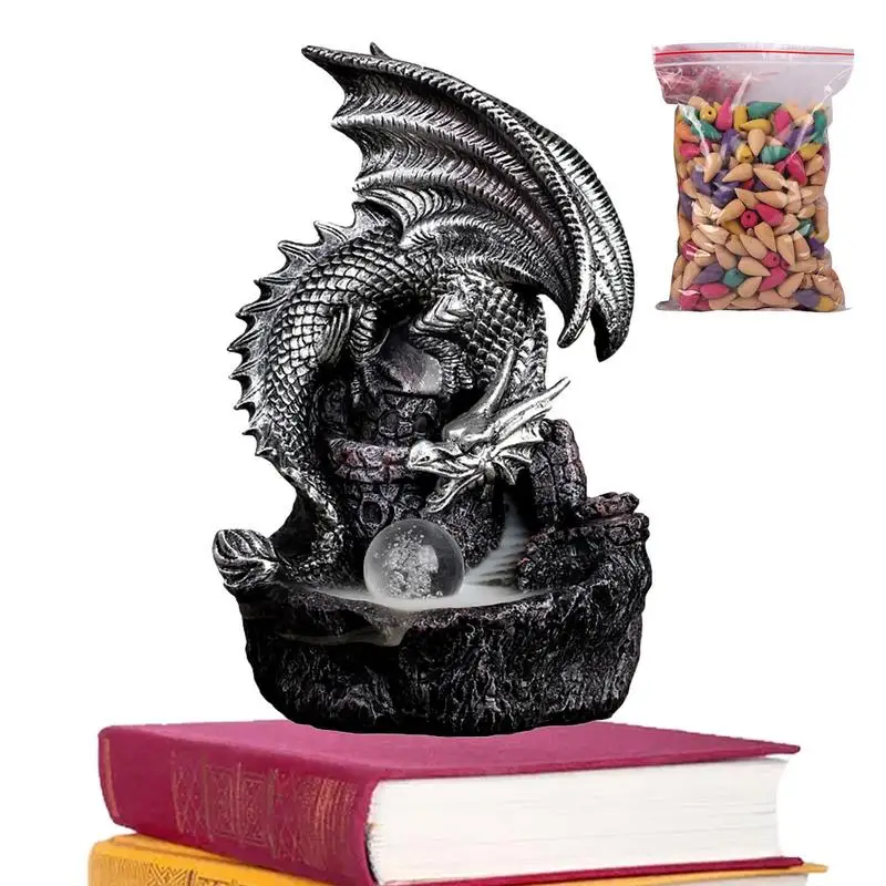 

Dragon Incense Burner Cone Gold Creative Glow Dragon Incense Waterfall With LED Lamp Beads Exquisite Waterfall Incense Burner