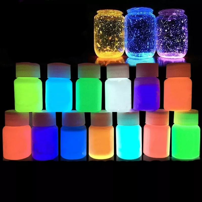 

12 Colors 10 grams Eco-friendly Without Radiation Neon Phosphor Powder Dust Luminous Pigment Fluorescent Powder Glow in the Dark
