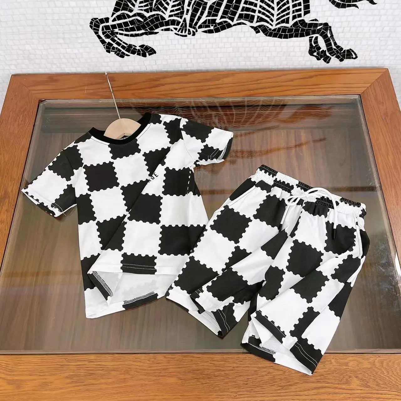 

Boutique Children's Clothing Boys Summer Sets Short Sleeve 2022 Kids Designer Clothes Plaid Cotton T-shirt Shorts Baby Boys Suit