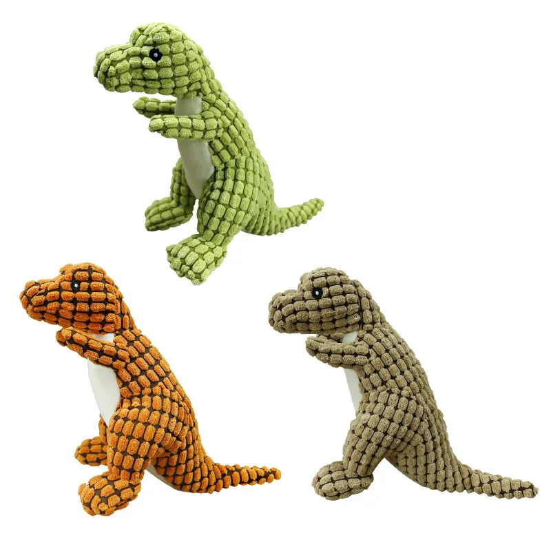 

Wholesale Squeak Teeth Cleaning Pet Dog Accessories Resistant Chew Squeeze Sound Dinosaur Plush Toy For Samll Large Dogs Puppy