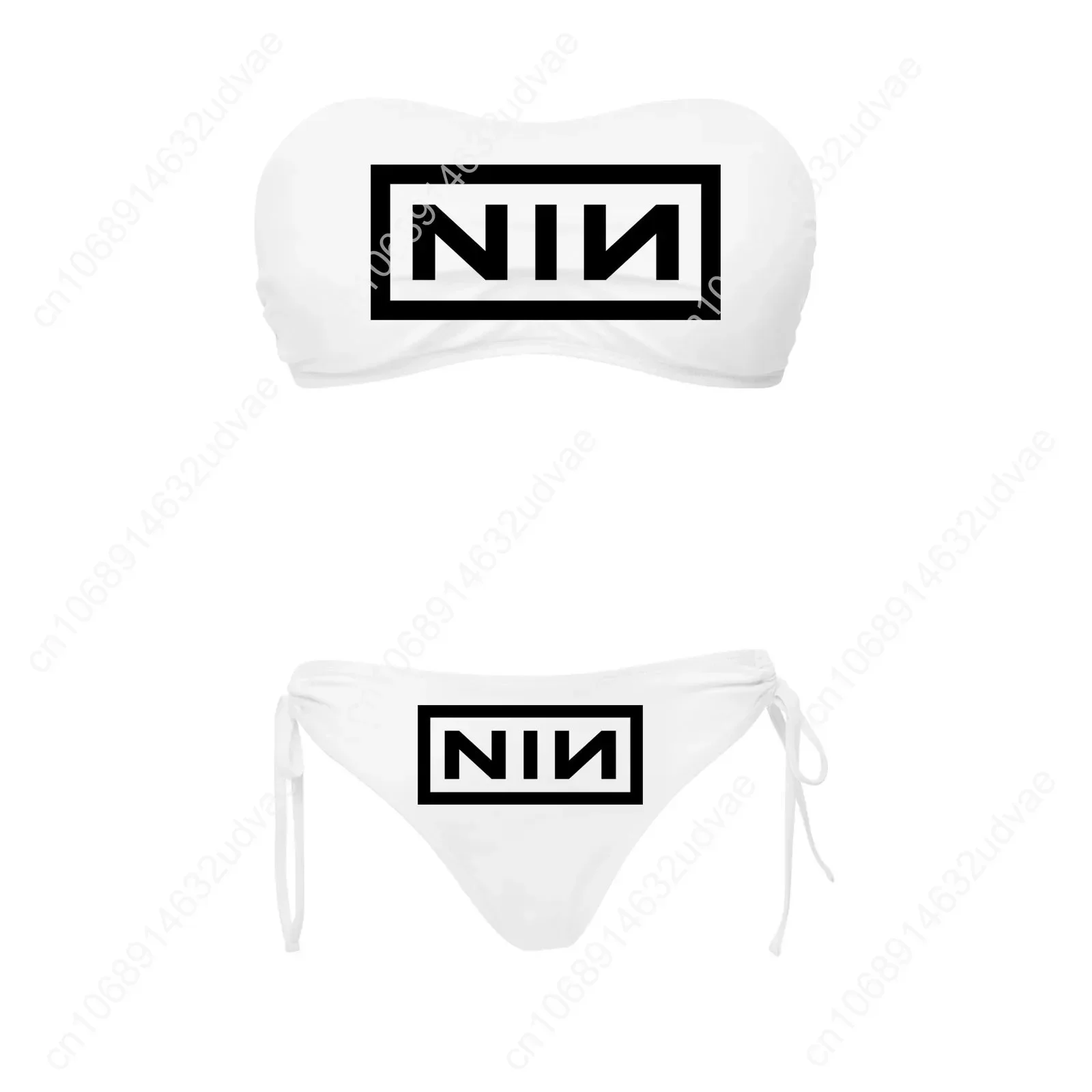 Фото Купальник Nine Inch Nails, женский, с завязками, комплект из двух предметов, персонализированный, для вечеринок у бассейна, бикини, пляжная одежда на заказ №2
