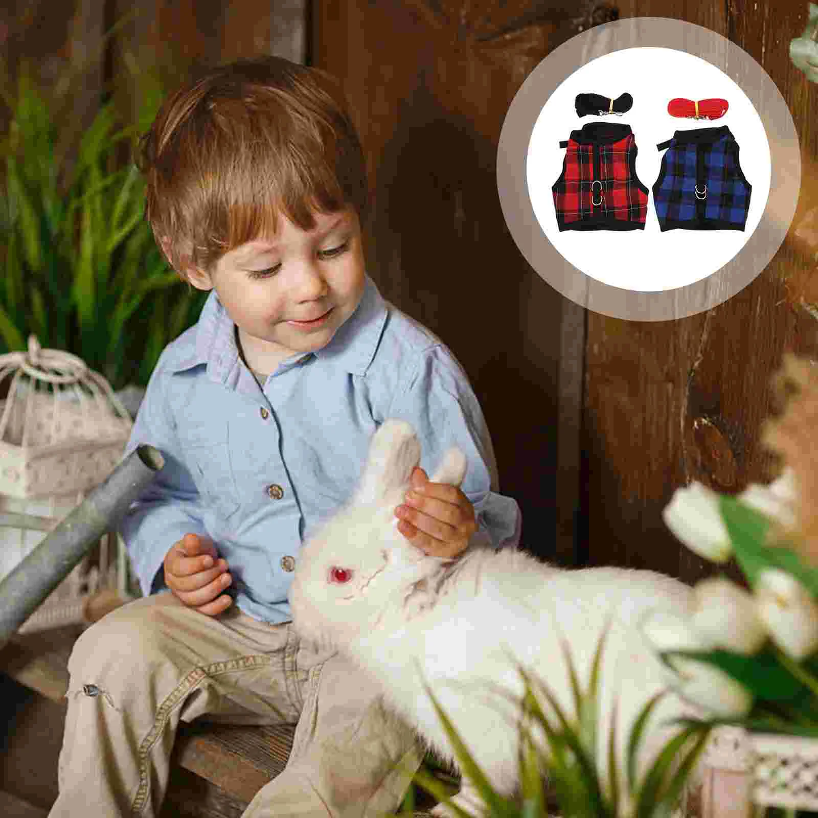 

2 Sets of Lovely Rabbit Harness Decorative Rabbit Clothing with Traction Strap