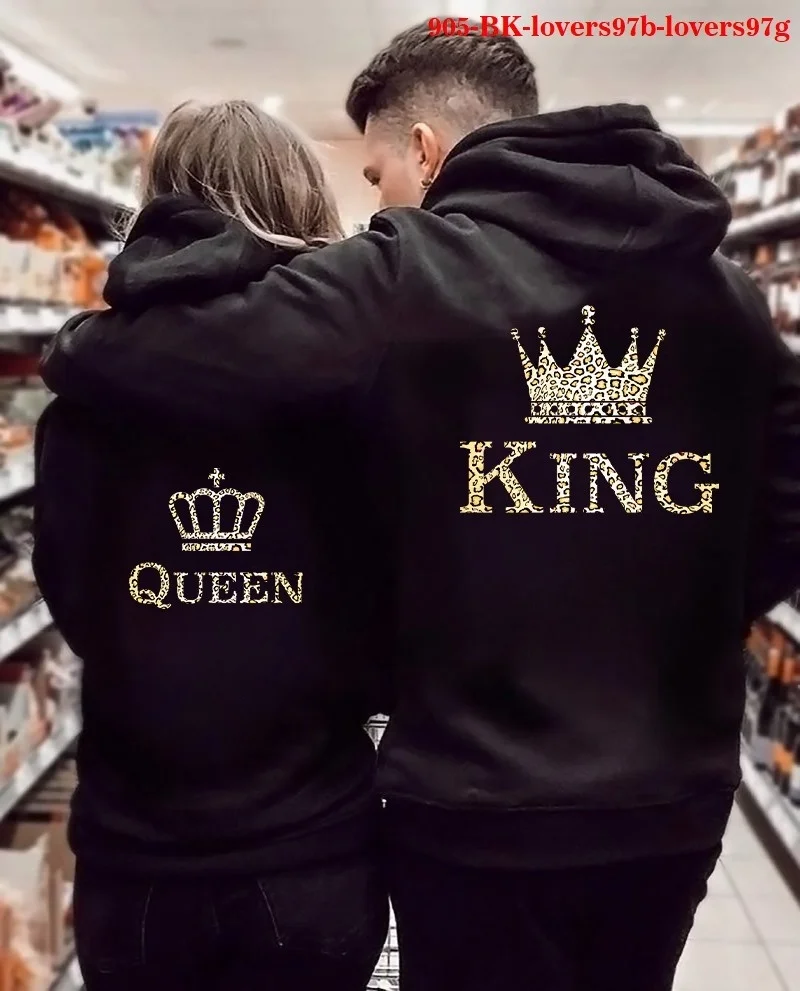 

Women Oversized Sweatsirt Fall omme Clotin Lover dies Printed QUEEN KIN Couple Sweatsirt Plus Size ded Clotes