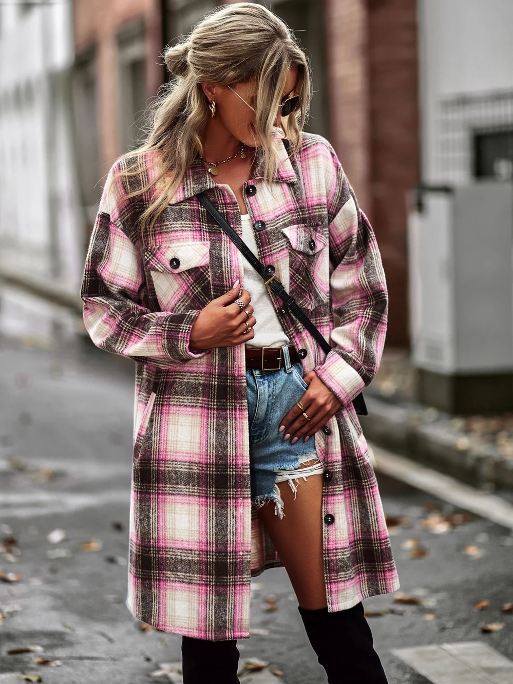 

Fashion Casual Single Breasted Plaid Jacket 2022 New Autumn Winter Temperament Lapel Collar Long Sleeve Cardigan
