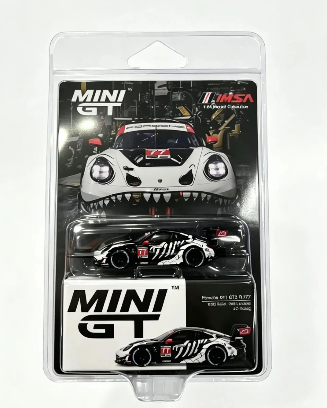 Фото MINIGT 1:64 Porsche 911 GT3 R # 77 # Коллекционная модель автомобиля 1143 Skeleton Dinosaur AO Racing 2025 IMSA Le Mans из литого сплава №3