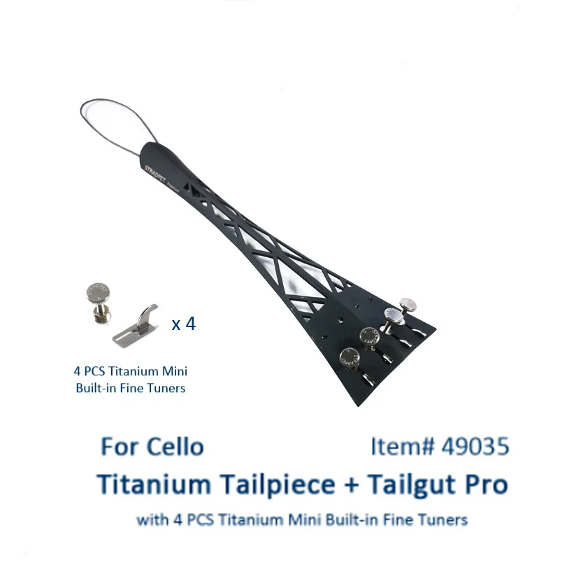 

Cello Titanium Tailpiece Set with Titanium tailgut Pro, 2 kinds of Fine Tuner Options