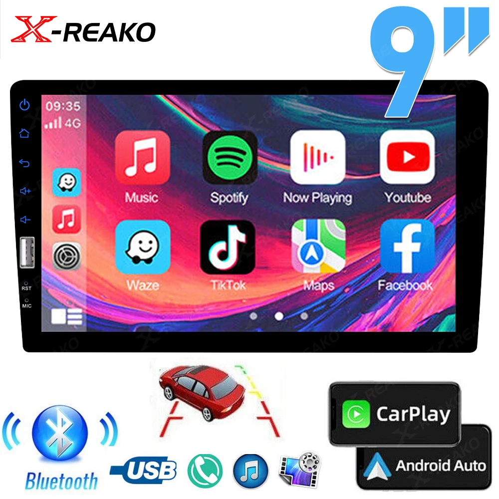 

X-REAKO 9Inch Carplay Car Radio 2Din Autoradio Multimedia Player Support TF/USB/AUX-IN Mobile Phone Link Bluetooth