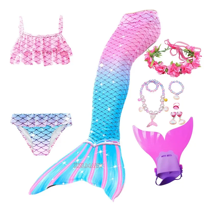 Детский костюм Русалочки с моноластами для девочек купальный косплея и