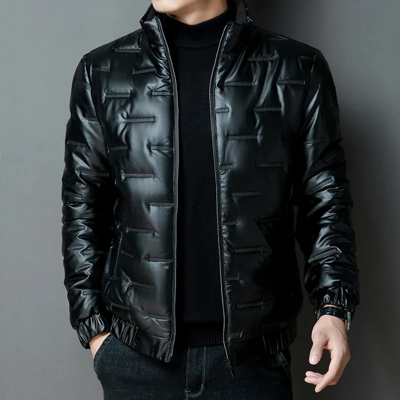 Winter Padded Men's Winter Wear Reflective Shiny Casual Stand Collar Men's Padded Jacket Men's Jacket