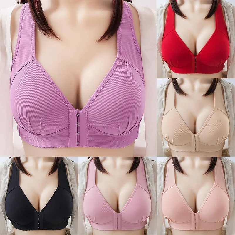 

Ladies Front Buckle Bras Heigh Quality Solid Color Bra Casual Comfortable Bra For Female Fashion Seamless Bras