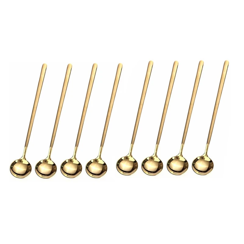 

8PCS 6.7 Inches Coffee Spoons, Stirring Spoons, Tea Spoons Long Handle, Gold Teaspoons, Gold Spoons, Ice Tea Spoons