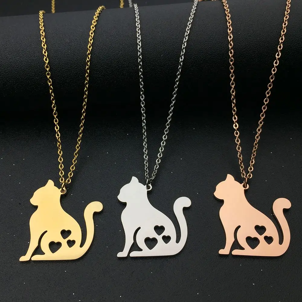Ожерелье для домашних животных кошки на заказ милые животные полые сердца