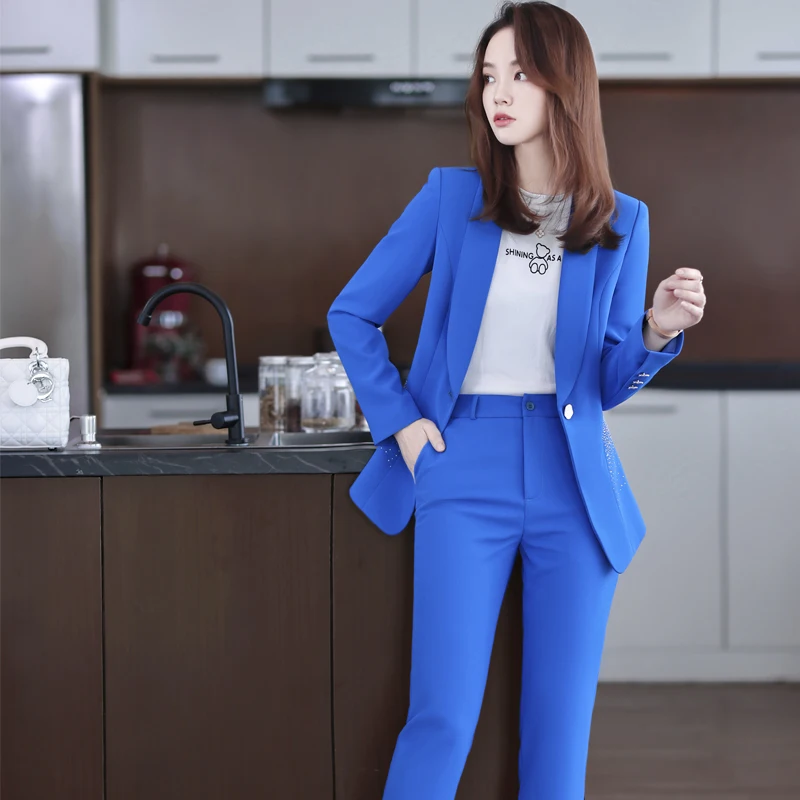 Green apricot black autumn and winter new Korean fashion temperament small suit women's business suit long sleeved suit formal w