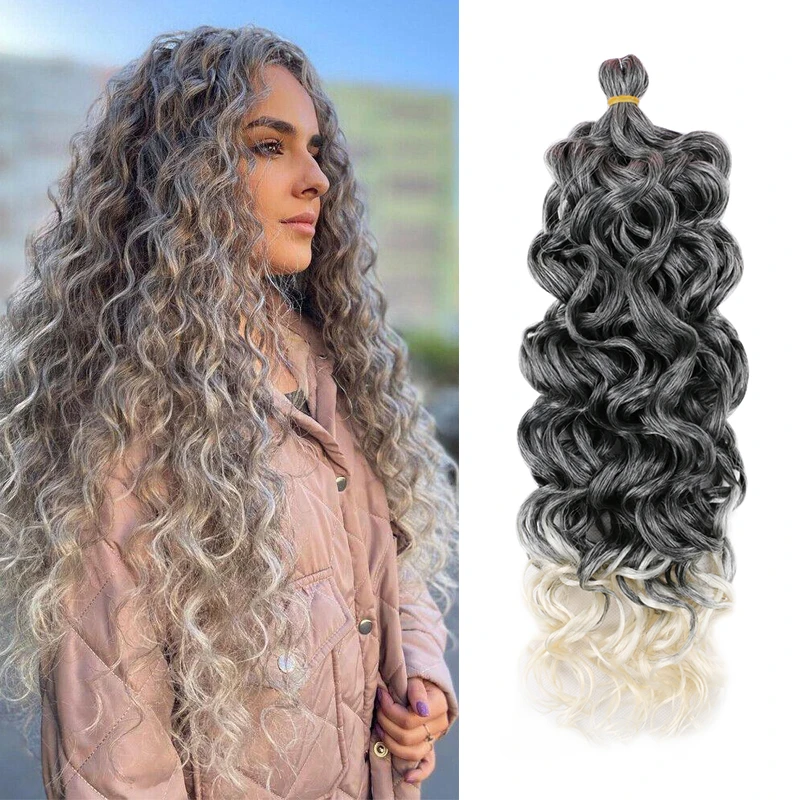 

Ocean Wave Braiding Hair Extensions Hawaii Afro Curl Crochet Braids Synthetic Hair Ombre Curly Blonde Water Wave Braid For Women