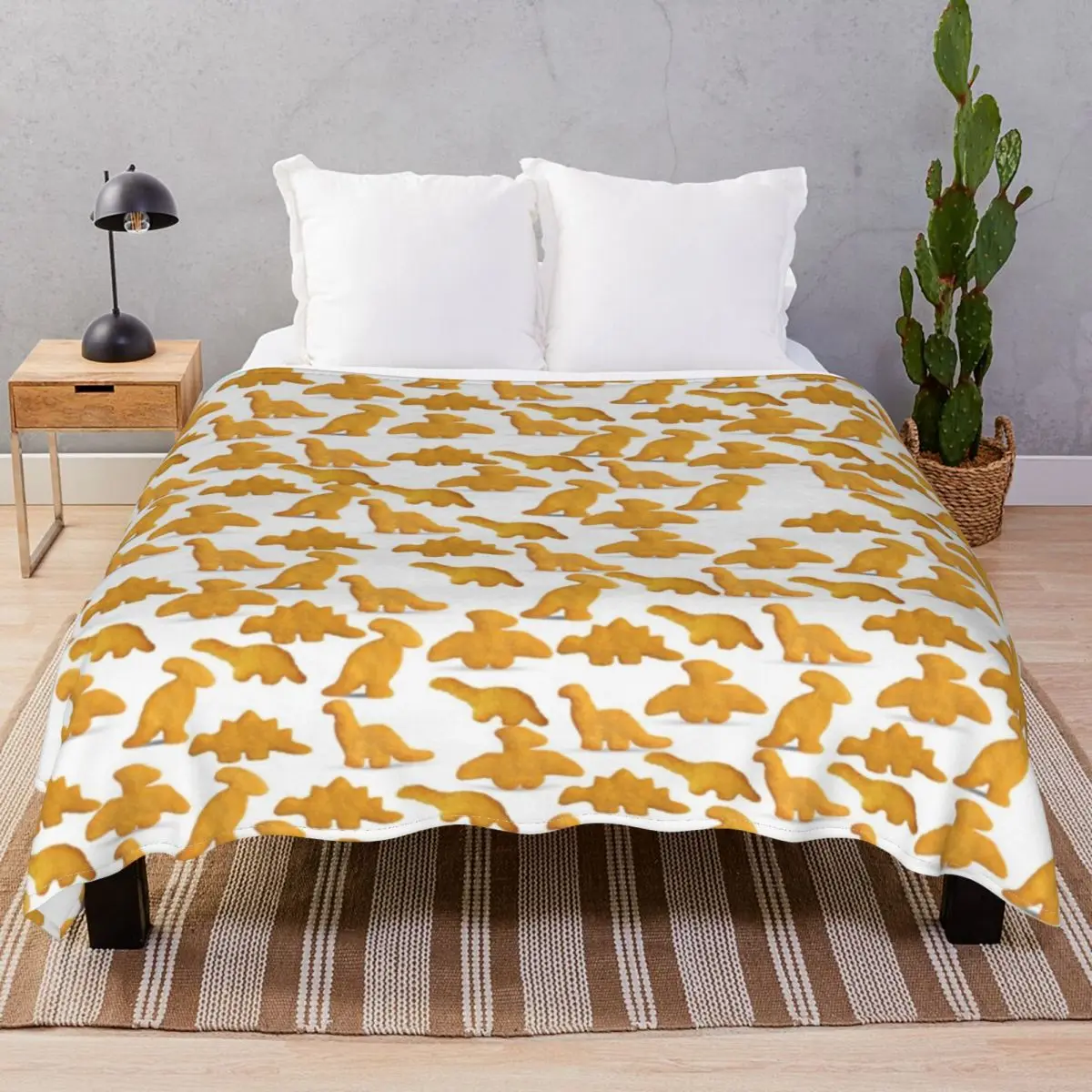 Dinosaur Chicken Nuggets Blanket Fleece All Season Comfortable Throw Blankets for Bed Sofa Travel Office