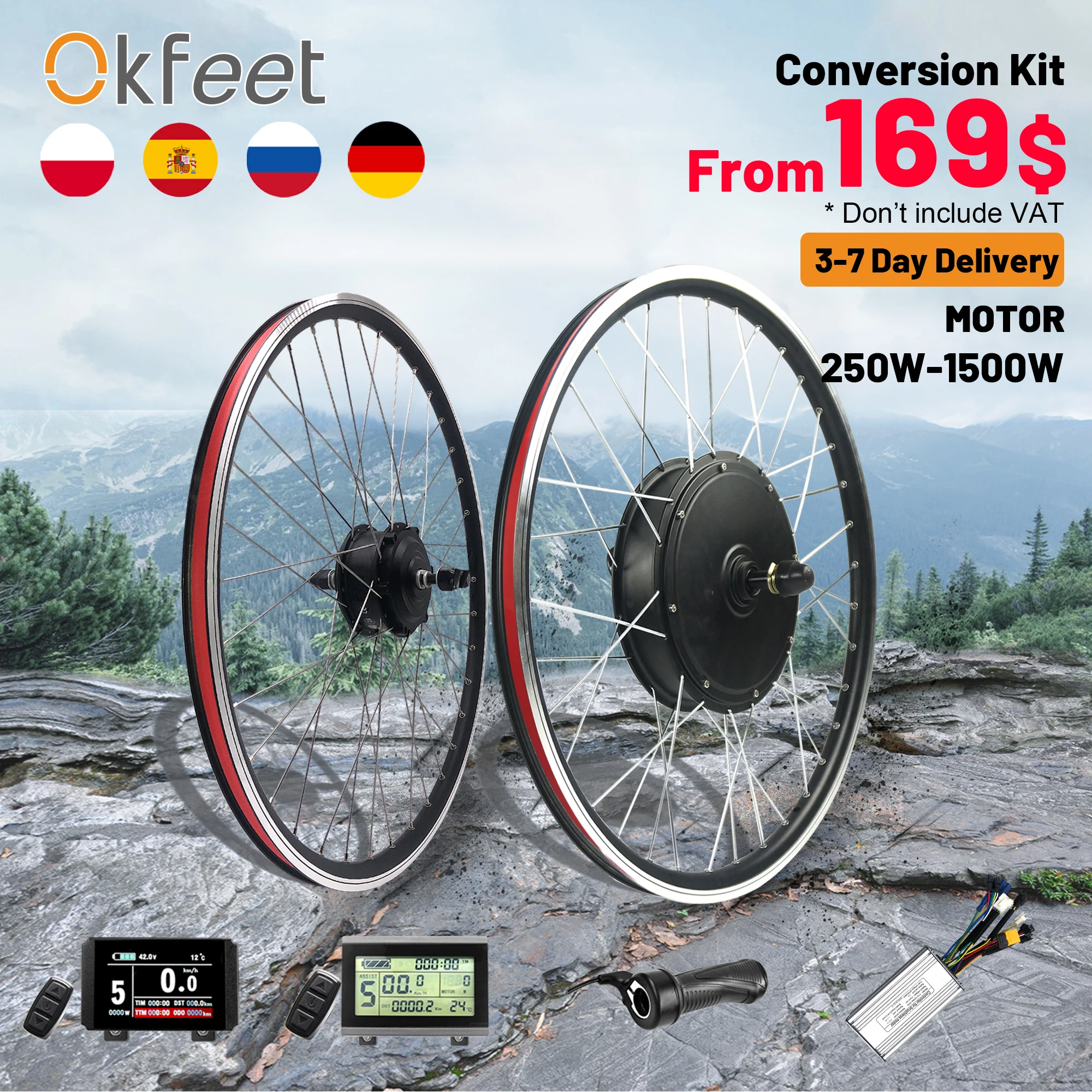 E Bike Conversion Kit 48V 1500W 1000W 750W 36V 500W Front Rear e-bike E Bike Wheel Hub Motor Electric Bicycle