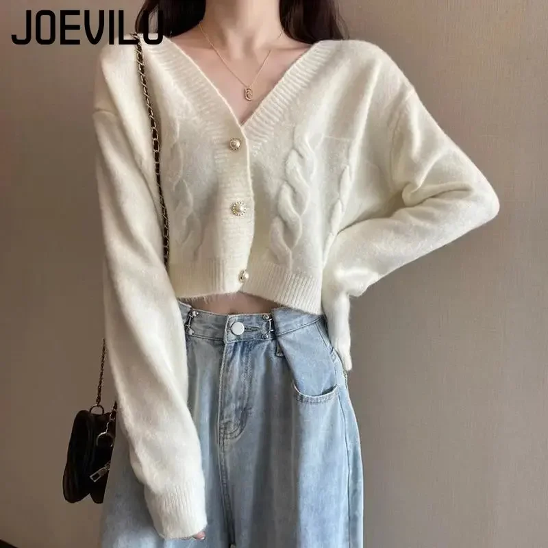 Джемпер JOEVILU с V-образным вырезом универсальные повседневные кардиганы вязаное