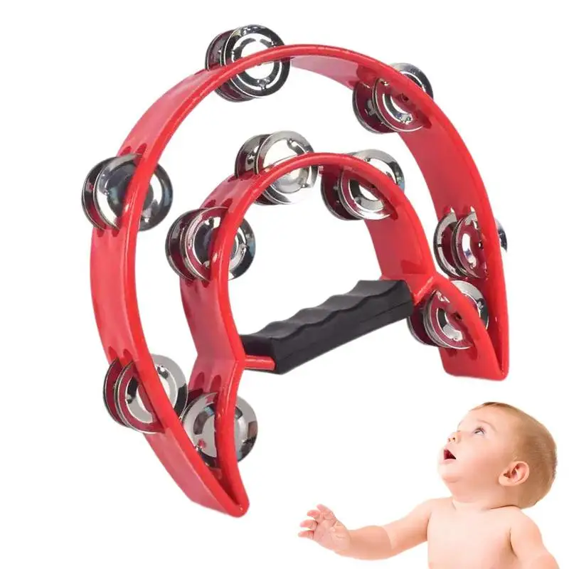 

Tambourine Percussion Musical Instruments Hand Bell For Party Compact Double Half Moon Drum Bells Tambourine For Kids