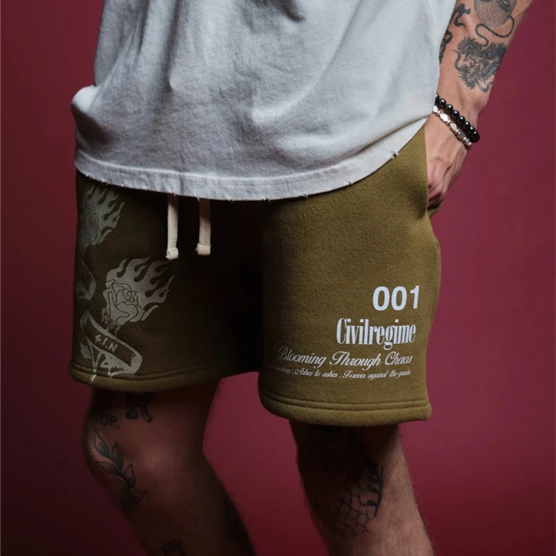 

2023 New Men's Casual Sports Shorts CIVIL REGIME Brand Flower Printed Summer Trend Streetwear Gym Running Shorts Basketball Men