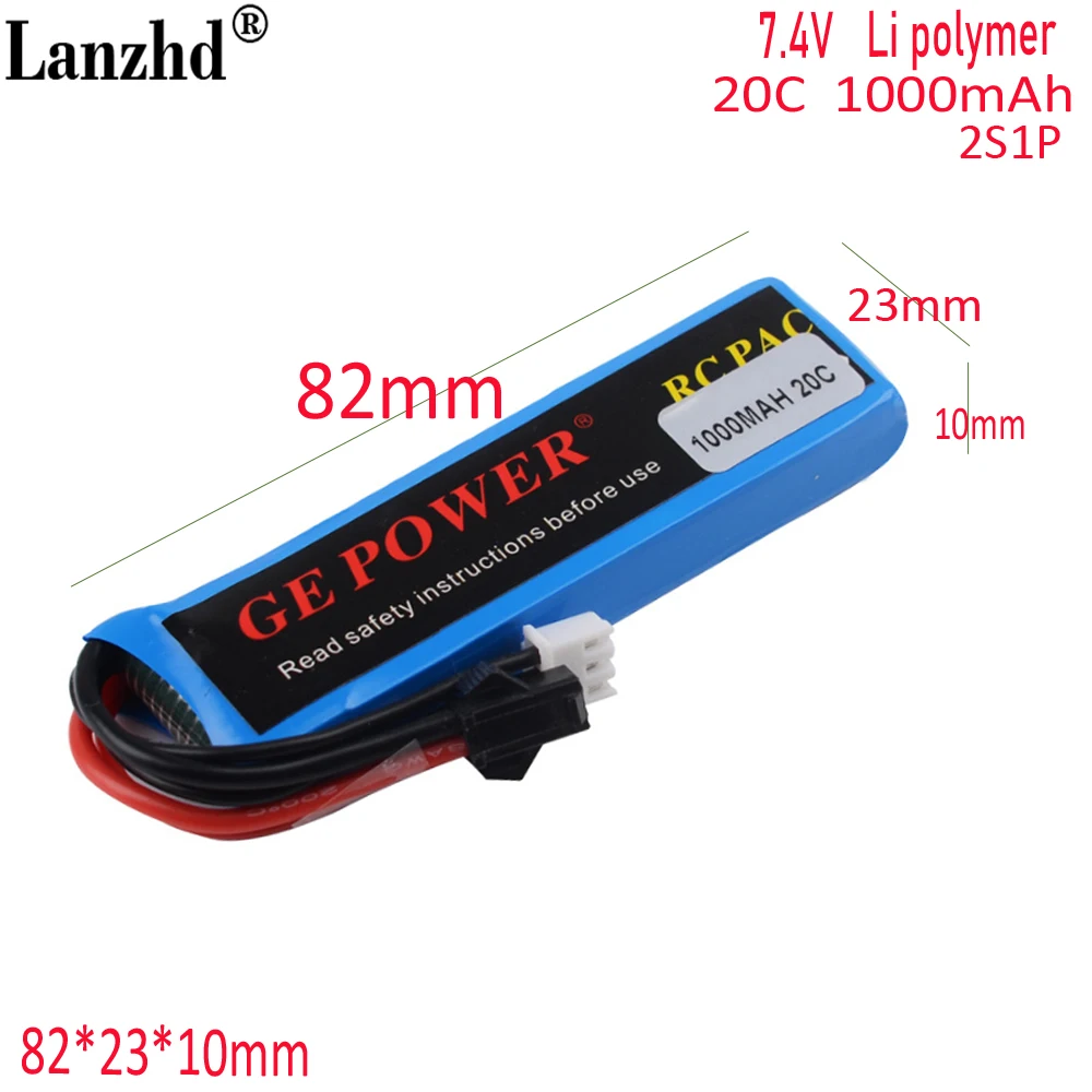 Электрический игрушечный пистолет с мягкой пулей, аккумулятор для Lehui Victor slrak 2S 7,4 В 1000 мАч 20C, литиевая батарея с головкой SM Omiya XT30 T