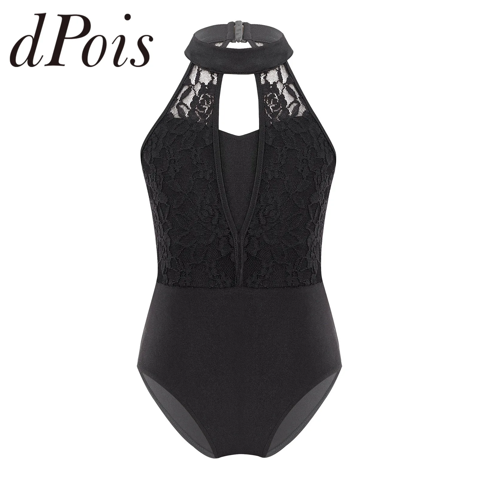 

Kids Girls Sleeveless Gymnastics Jumpsuit Hollow Backless Splice Lace Ballet Dance Leotards for Children Gymnastics Leotard