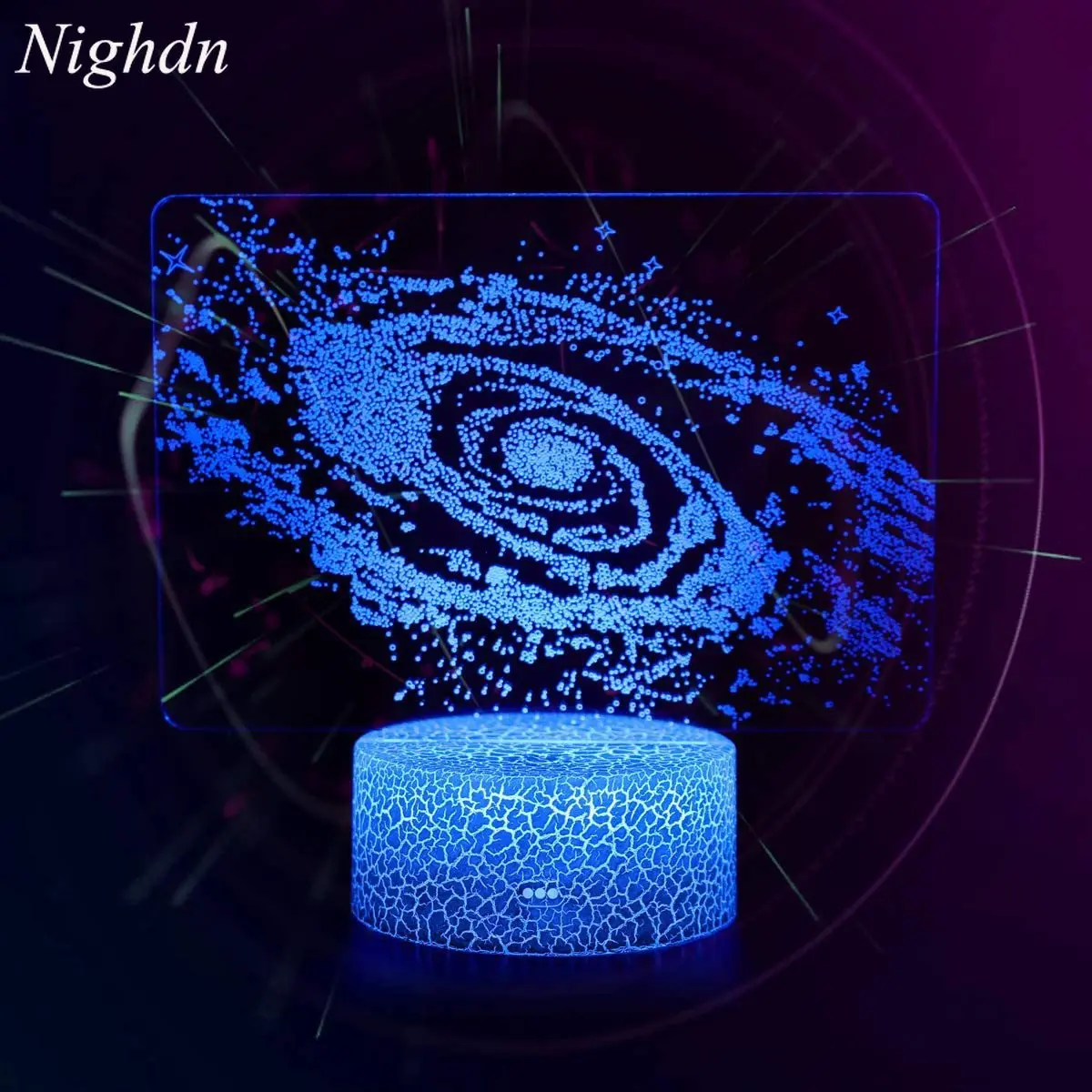 Лампа с солнечной батареей 3D светильник оптической иллюзией космос галактика