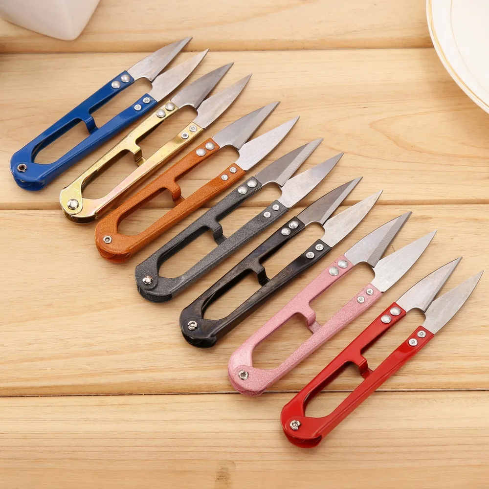 

1 шт. 2022 многоцветные винтажные обрезки, Швейные аксессуары, U-образные кусачки, нержавеющая сталь, вышивка, рукоделие, ножницы, портной