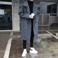 winter thick woolen coat men warm fashion grayblack long woolen coat men korean loose oversized woolen coat mens overcoat m xl