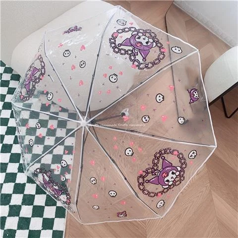 New Cartoon Transparent Automatic Umbrella Fashionable Anime Character Creative Waterproof Womens |