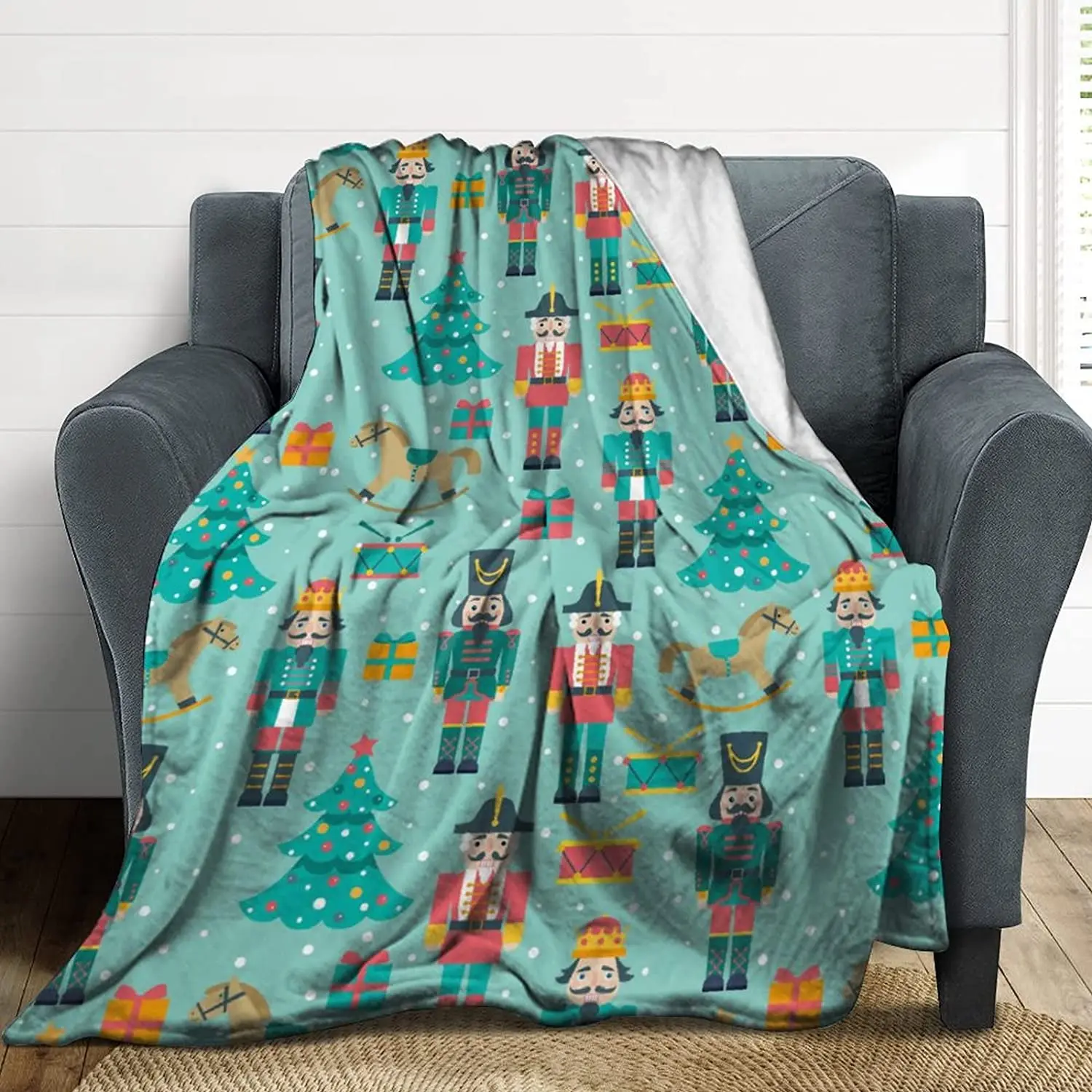 

Nutcracker Ultra Soft Throw Blanket for Kids and Adults Microfiber Plush Fleece Blanket for Bed and Couch Warm Fuzzy Throw