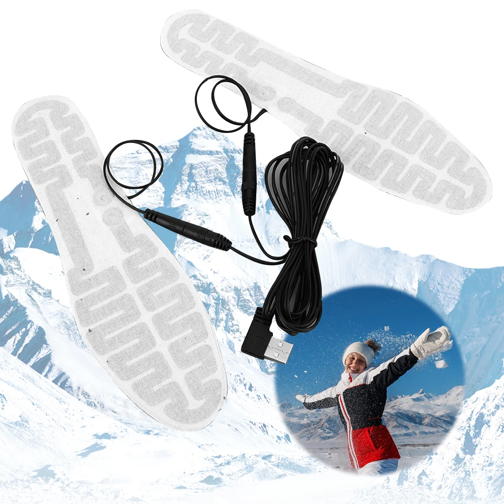 Стельки с USB-подогревом электрическая грелка для ног зимние теплые стельки