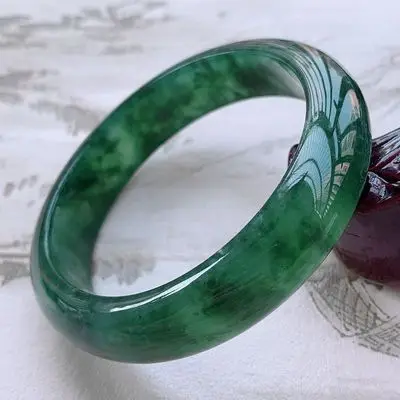 

zheru jewelry natural Burmese oil green jade 54mm-64mm bracelet elegant princess jewelry best gift for mother to girlfriend