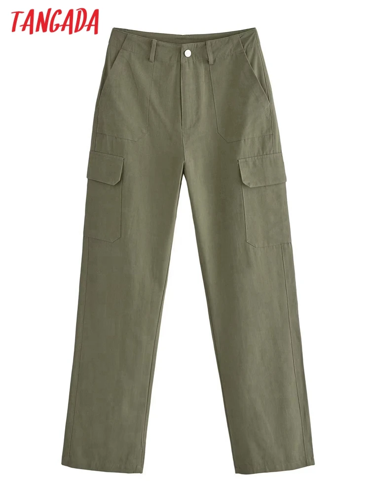 

Tangada 2022 Solid Suit Pants Trousers for Women Pockets Lady Elegant Pants QN177