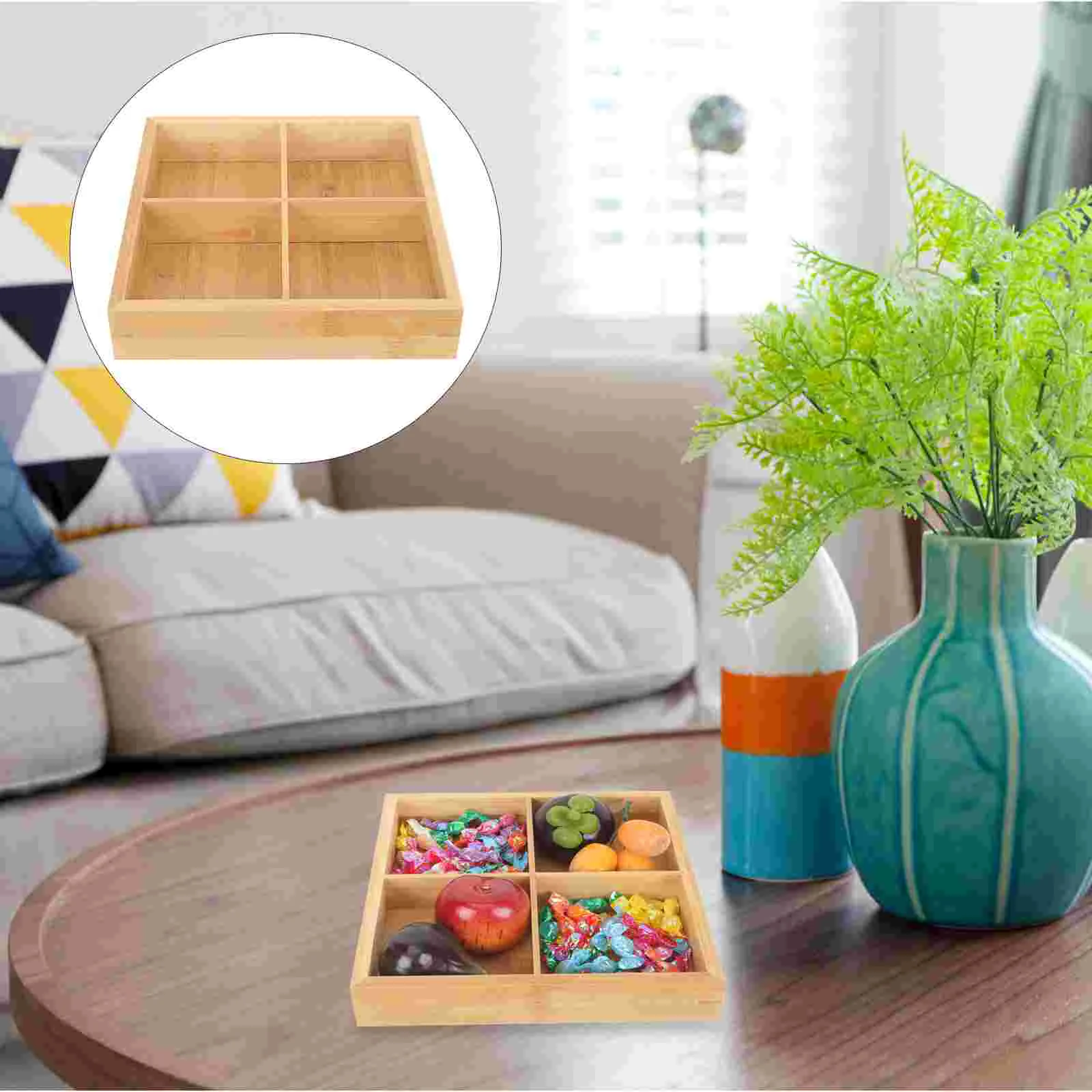 

Tea Organizer Box Storage Wooden Drawer Holder Packet Sugar Bamboo Kitchen Divided Compartment Dispenser Cups Bin Basket Coffee