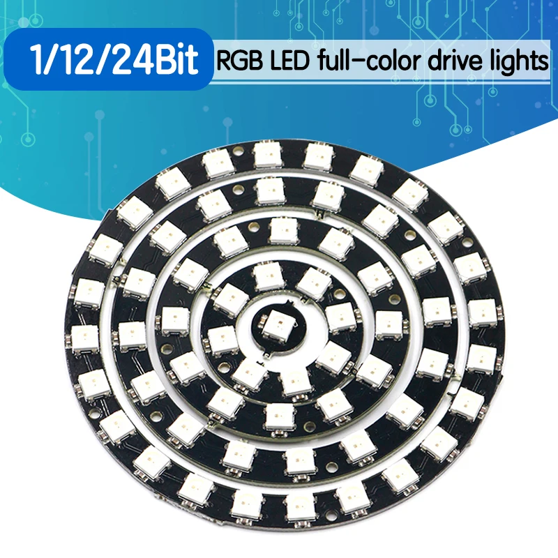 

1pcs RGB LED Ring 1Bit 8Bit 12Bit 16Bit 24Bit WS2812 5050 RGB LED + Integrated Drivers