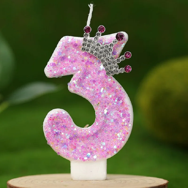 Мини-свеча с розовым номером товары для вечеринок девочек на день рождения