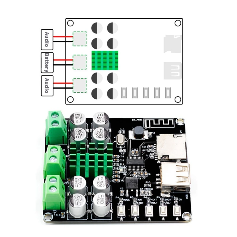 

Плата усилителя мощности TPA3116D2, Bluetooth, 100 Вт, 2 шт.