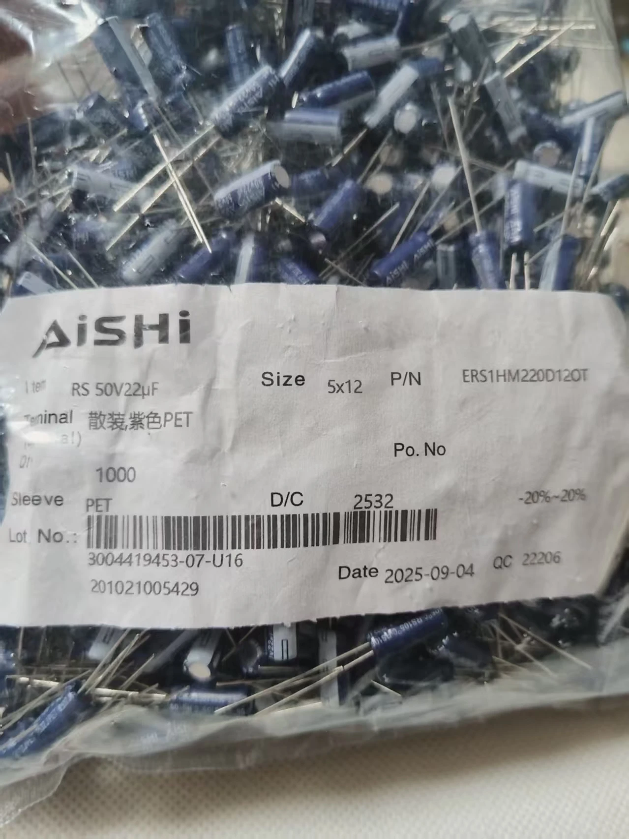 20 шт. 50 В 22 мкФ электролитический конденсатор Aishi высокочастотный алюминиевый конденсатор с низким сопротивлением 22 мкФ 50 В 5x12 мм высокое качество (art.: 3920d34d752db) - 3920d34d752db
