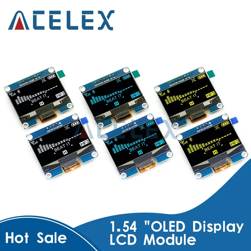 

1.54 "OLED Display LCD Module 4Pin 7Pin White Blue Yellow Resolution 128*64 SPI/IIC Interface SSD1309 Driver