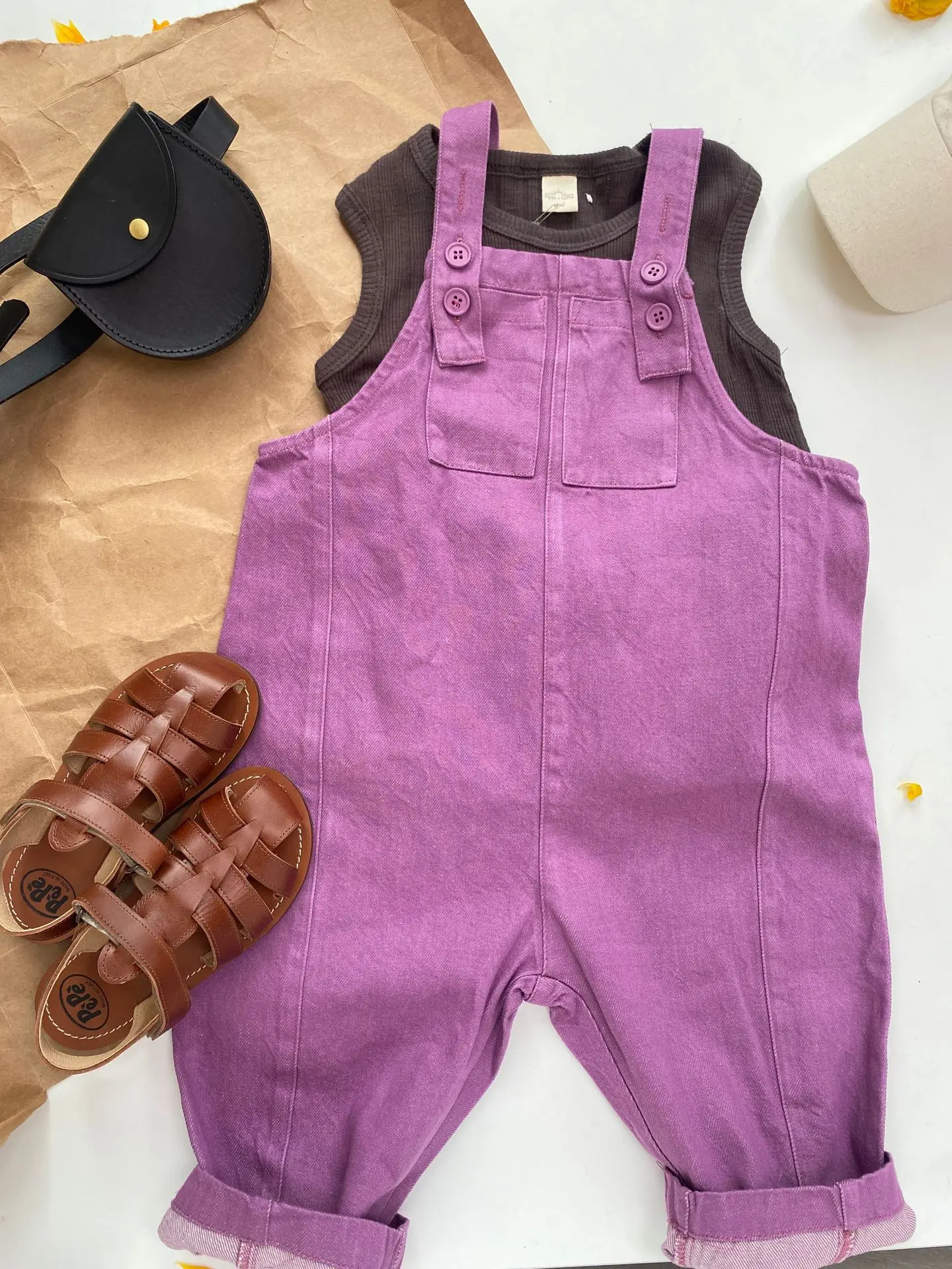 

Jenny&Dave2023 Spring/Summer Solid Color Simple Loose Lovely Trendy Denim Button Strap Pants - Stock Girl