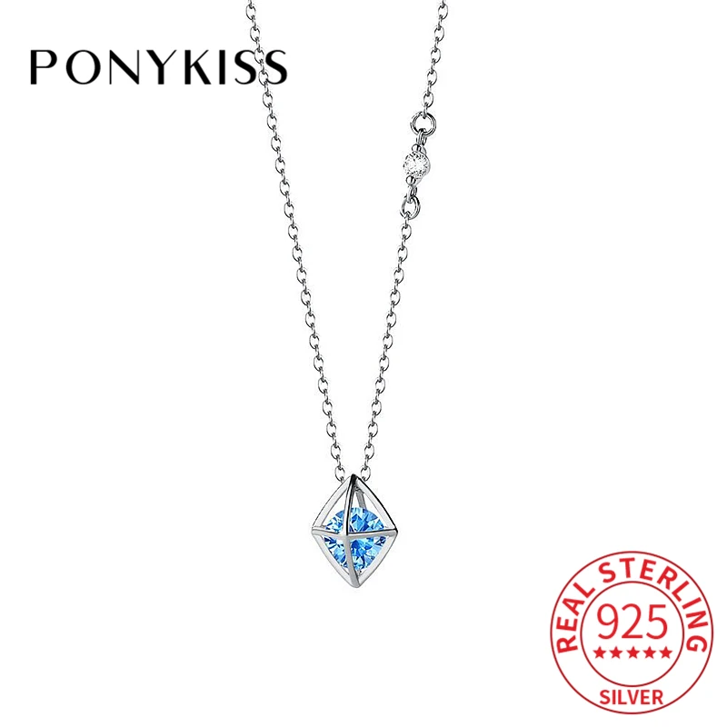 

Ожерелье PONYKISS из настоящего серебра 925 пробы с геометрическим дизайном женское, классическое изящное минималистичное ювелирное изделие