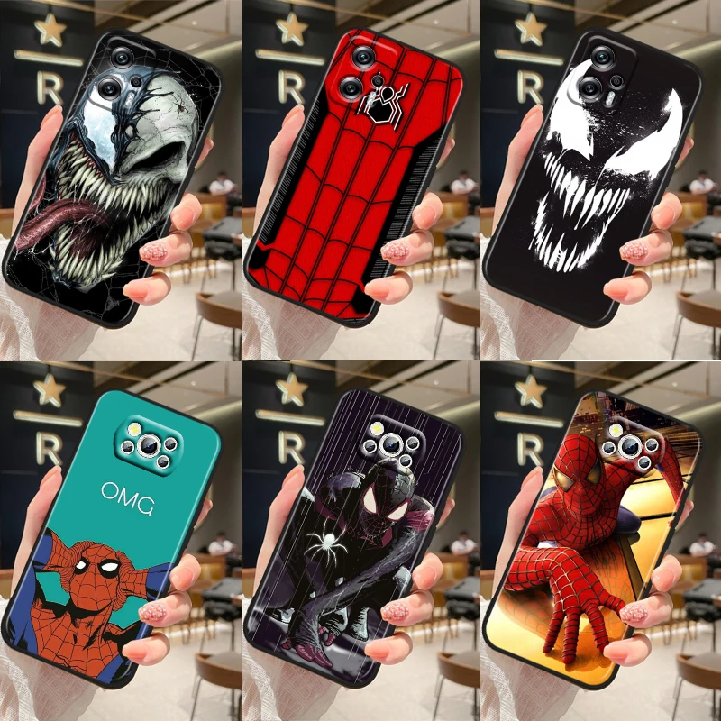 

Marvel Venom Spiderman For Xiaomi Poco M5 M4 X4 X3 F3 GT NFC M3 C3 M2 F2 F1 X2 Pro Silicone Black Soft Phone Case Fundas