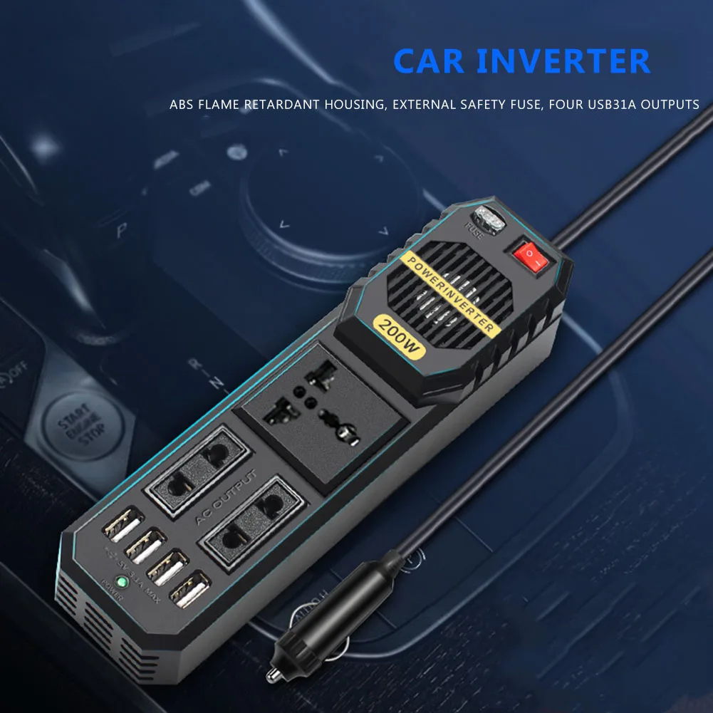 

200W Car Inverter DC 12V to AC 220V Adapter Charger Socket Power Converter for Southeast Asia Europe Middle East Africa