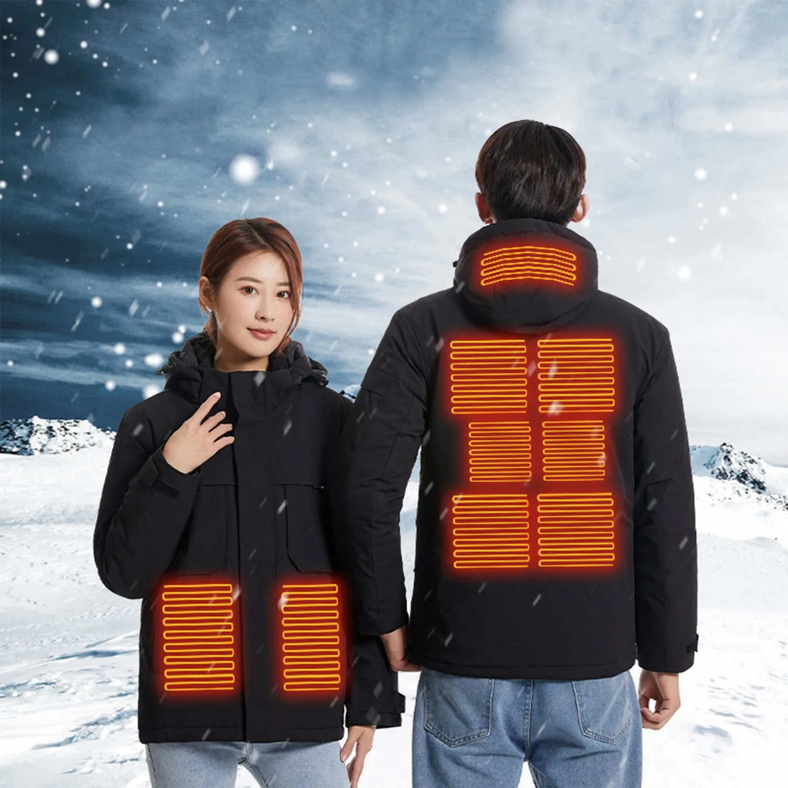 

Outdoor Winter Padded Jacket 9 Constant Temperature Heating Warm Hooded Jacket winter jaqueta masculina inverno Fashion New 2022