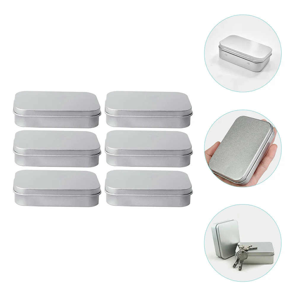 

Box Storage Tin Hinged Tinplate Tea Container Metal Rectangular Jar Boxes Lid Casetrinket Bead Jewelry Organizerpen