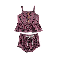 0 24m baby girls leopard print 2pcs sets sleeveless ruffle button tops pp shorts infant toddler summer outfits clothing